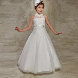 Unique Applique Girls Pageant Dresses A-Line Lace Beaded Little Flower Girl Dress Party Gowns For Weddings Birthday Prom Communion Custom Made