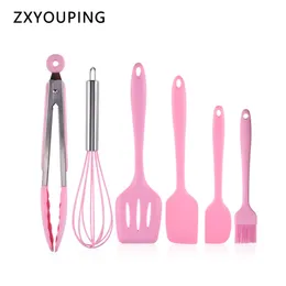 Premium Silicone Kitchen Utensils Set (5/6 Piece) - High Heat Resistant to 600F Hygienic One Piece Design Spatulas Accessories 210326