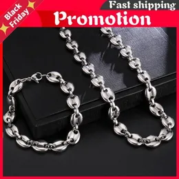 Chains Hop Width 11mm Stainless Steel Gold Coffee Beans Link Chain Necklace Necklaces 316l For Men Jewelry