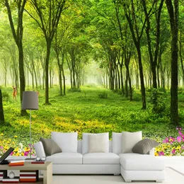 カスタム任意のサイズの壁画の壁紙3D自然の風景緑の木の写真の壁紙リビングルームテレビソファの背景の壁の壁画の装飾