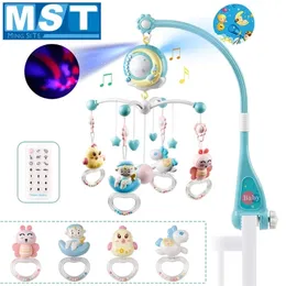 Musical Baby Hanging Rattles Crib Mobiles Toy Holder Rotating Bed Bell Carousel Music Box Projection For 0-12 Months Newborns 210320