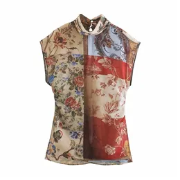 Vintage Woman Loose Seethrough Sleeveless Chiffon Tops Spring Fashion Ladies Floral Tanks Female Casual Holiday Top 210515