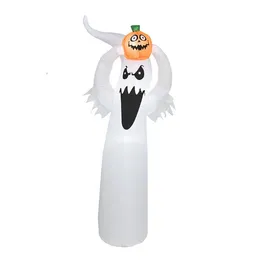 Assustador Halloween Inflável Fantasma-Abóbora Combinação Decoração de Festa Luzes LED Explodir Interior Exterior Gramado Ambiente Festivo Deocr 5.9ft Branco