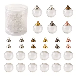 60 sztuk / Box Clear Glass Butelka Charms Mini Globe Ball Puste Butelki Wisiorek Z Cap Zarządu Do Biżuterii Dokonywanie DIY Kolczyk Naszyjnik