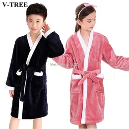 Зимние детские халат флисовая одежда для мальчиков сплошные девушки пижамы теплые дети пижама подростковая ванна халат плавание одежда 210901