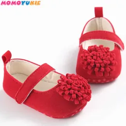 Cantas Cores Nascidos Bebê Prewalker Suave Bottom Sapatos Anti-Deslizamento Calçado Princesa Princesa Menina Berço Maria Jane Big Flower Shoes 210713