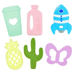 Chew Silicone Baby Teethers Colorful Pineapple Cactus Rocket Deer Milk Bottle Teething Toy Molar Training Soothers for Newborn Infant Toddlers