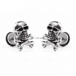 Retro Stainless Steel Skull Earrings Punk Hip Hop Rock Earring Studs for Men Women Fashion Jewelry Will and Sandy