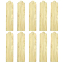 Lesezeichen, 10 Stück, leere Bambus-Lesezeichen, unlackierte Holzanhänger mit Löchern für DIY-Kunsthandwerk
