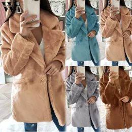 Women's Jackets Womail Womens Coats Women Fashion Winter Warm Thick Coat Solid Pockets Jacket Button Long Abrigo 2021 S-XL1