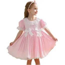 Barn spanska klänning tjejer prinsessa lolita vestidos barn födelsedagsfest frocks blommor spets casuals spanien dres för baby 210615