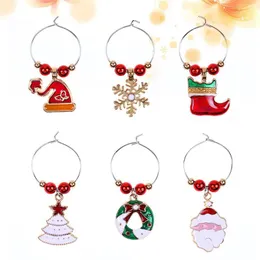 Pendant Necklaces 6Pcs Tree Santa Claus Shape Glass Decorative Rings Christmas Themed Goblet Home Party Drop Ornaments