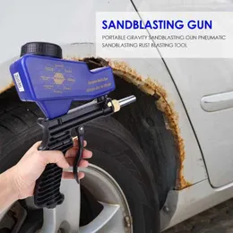 Portable Airbrush Gravity Sandblasting Pistolet Pneumatyczny Sandblasting Set Urządzenie Slasting Rdzy Mini Piasek Blastic Machine Narzędzie 210719