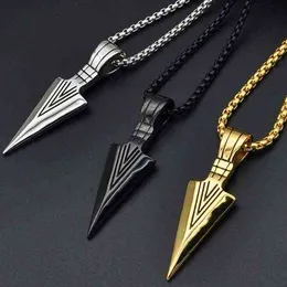 Men's Fashion Jewelry Gold black Silver Color Arrow Head Pendant Long Chain Necklace mens stainless steel necklaces G1206