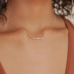 Pendentif Colliers 2022 Mode Femmes Simple Maman Lettre Clavicule Chaîne Collier En Acier Inoxydable Fête Des Mères Cadeaux