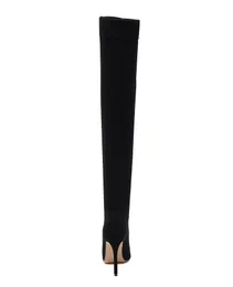 Toppkvalitet Fashion Trend Stretch Tyg Sock BOOTS Pointy Toe Over-The-Knee Heel Thigh High Pointed Toe Bekväm kvinna Boot Size 35-42