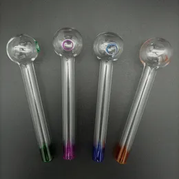 4.2inch Length Thick Glass Oil Burner Nail Pipe Colored Burning Tube Smoking Tobacco Dry Herb Portable Transparent Straw