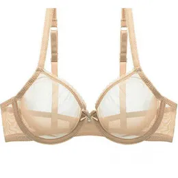 Kvinnor Hollow Bra Se igenom Sexig Gaze Mesh Transparent Ultra Thin Bras B C D E F 75 80 85 90 95 100 US EU UK Drop 211012