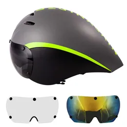 Capacetes de ciclismo Capacete de bicicleta Goggs para competição de ciclismo Aero TT Triathlon Racing Helmets Road Bicyc Riding With ns Sun Glasses Helmet HKD230626