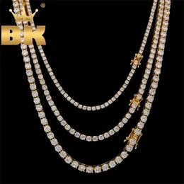 3mm 4mm 5mm Round Cut Iced Out Cubic Zirconia Tennis Link Chain Hiphop Top Quality CZ Box Clasp Necklace Women Men Jewelry X0509