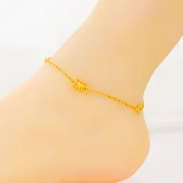 Tibetansk överföring pärlor Anklets för kvinnor 24K guldpärlor sommar ocean strand ankel armband fotben kvinnor sandaler smycken 2020