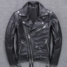 Designer Genuine Leather Mens Motorcycle Leather Jackets Mens Oblique Zipper Moto Leather Jacket Cowhide Coat