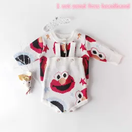 Ptak Sweter Płaszcz Romper Dla Dziecka Wiosna Z Długim Rękawem Cartoon Cartoon Cardigan + Romper 2 sztuk Stroje Dzieci Ubrania 0-2y E86021 210610