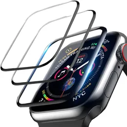 3D-Vollkleber-Displayschutzfolie aus gehärtetem Glas für Apple Watch 1 2 3 4 6 7 38 mm 40 mm 42 mm 44 mm 41 mm 45 mm mit Verpackung