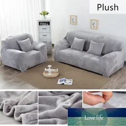 Solid Color Plush Thicken Elastic Sofa Cover Universal Sectional Slipcover 1/2/3/4 seater Stretch Couch Cover for Living Room Factory price expert design Quality