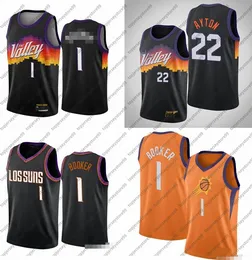 Professionelles Herren-Trikot von Devin 1 Booke, Charles 34 Barkley Steve 13 Nash DeAndre 22 Ayton Black City The Valley, Größe S-2XL