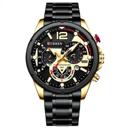 Vendedor quente CRRJU Sports Watch Mens Assista 47mm Steel Band Sports Watch à prova d'água