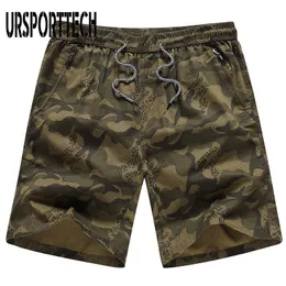 Ursporttech Mens Camouflage Shorts Summer Beach Zipper Säker Ficka Snabb Torr Fashion 4XL Stor Stor Male Bermuda Short Homme 210528