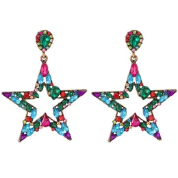 Baroque Crystal Star Pendant Dangle Earrings For Women Fashion Jewelry Maxi Girls' Statement Earrings Accessories