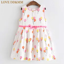 Kärlek ddmm tjejer klänningar sommar barnkläder flicka söt generös båge ballong rund hals ärmlös väst klänning 210715