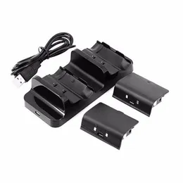 Opladers Dubbel oplaaddock voor XBOX ONE Draadloze gamepad-gamingcontroller met twee oplaadbare batterijen en één USB-kabel