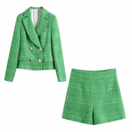 BBWM Bahar Kadınlar Zarif Yeşil Tüvit Şort Kadın Ofis İş Kafes Yan Fermuar Pantolon Chic 210520