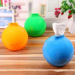 Tissue Boxes & Napkins Facial Solid Color PVC Dispenser Box Cover Round Bathroom Napkin Organizer For Kitchen Office Room