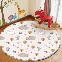 Carpets Non-Slip Flannel Round Carpet For Living Room Study Mat Area Rugs Bedroom Decor Top Fashion Pattern Cartoon Kid