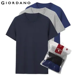 Giordano T-shirt da uomo in cotone a maniche corte T-shirt da 3 pezzi T-shirt solida Summer Beathable Top da uomo Abbigliamento Camiseta Masculina 01245504 210322