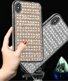 For iPhone 12 Mini 11 Pro XR XS Max 8 7 Plus Phone cases Luxury Rhombus Pattern Diamond Design Women Glass smartphone Case