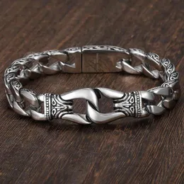 Mens armband 316L Rostfritt stål Silverfärg Böjda Curb Link Kedjan Armband för män Davieslee Hela smycken 15mm HB10