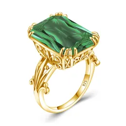 Anello in argento sterling 925 con smeraldo verde 13 * 18mm per le donne Gioielli in pietra preziosa placcato oro in argento puro 925 con pietre preziose