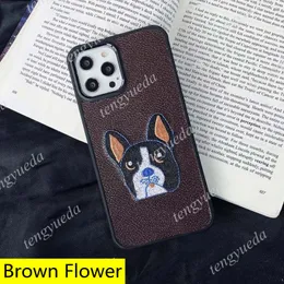 Top Deluxe Designer Embroidered Dog Phone Cases for iphone 13 13pro 12pro 12 11 pro max XS XR Xsmax 8plus High Quality Leather Fashion Luxury Cellphone Cover