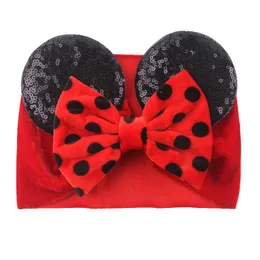 2022 Nowy Baby Velvet Hair Pas Solid Color Hairpin Baby Cekiny Glitter Big Bow Klipy Mouse Ear Wide Boutique Headband Baby Girl