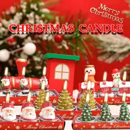 3PCS/セットクリスマスキャンドルサンタハウススノーマンクリスマスツリーパラフィンキャンドルウェディングパーティーフェスティバルデコレーションキャンドル装飾光