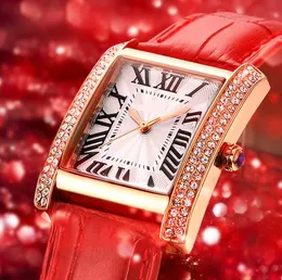 Good Values watch Dazzling Atmosphere 7MM Thin Dial Womens Watches Diamond Bezel Quartz Female Watch Leather Strap Elegant Temperament Ladies Wristwatches