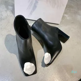 Высочайшее качество Мартин сапоги женщины коровьей молнии металлическая пряжка дизайнер лодыжки ботинок кожа леди высокие каблуки мода осень зима