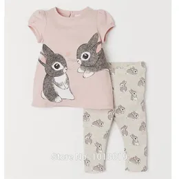 1-7Y Baby Girl Clothes Set Bambini 100% cotone New Summer Bunny T-shirt Pantaloni 2pc Vestito per bambini Bebe Ragazze Tees Shorts Abiti 210326