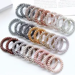 10Pcs/lot Telephone Wire Hairbands Milk Tea Color Leopard Print Hair Tie Rubber Band Accessories Ponytail Holder Headdress Scrunchies M3878