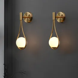 Wall Lamps Nordic Black Golden Light LED Metal Glass Lampshade Bedroom Bedside Restaurant Aisle Sconce Modern Bathroom Indoor Lighting